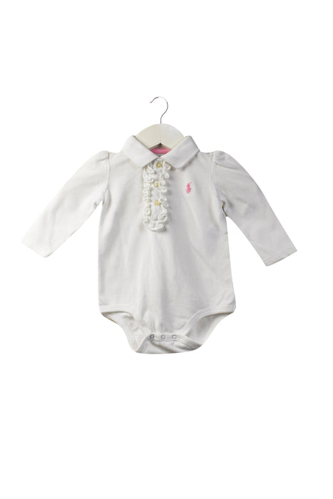 A White Long Sleeve Bodysuits from Ralph Lauren in size 6-12M for girl. (Front View)