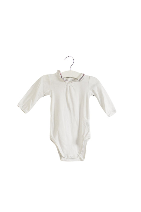 A White Long Sleeve Bodysuits from Bout'Chou in size 3-6M for girl. (Front View)