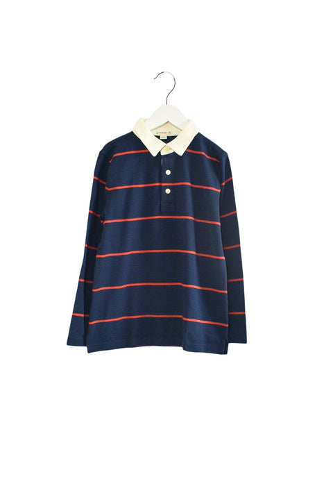 A Navy Long Sleeve Polos from Crewcuts in size 6T for boy. (Front View)