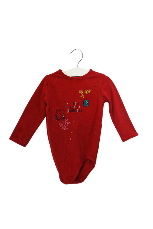 A Red Long Sleeve Bodysuits from La Compagnie des Petits in size 12-18M for girl. (Front View)