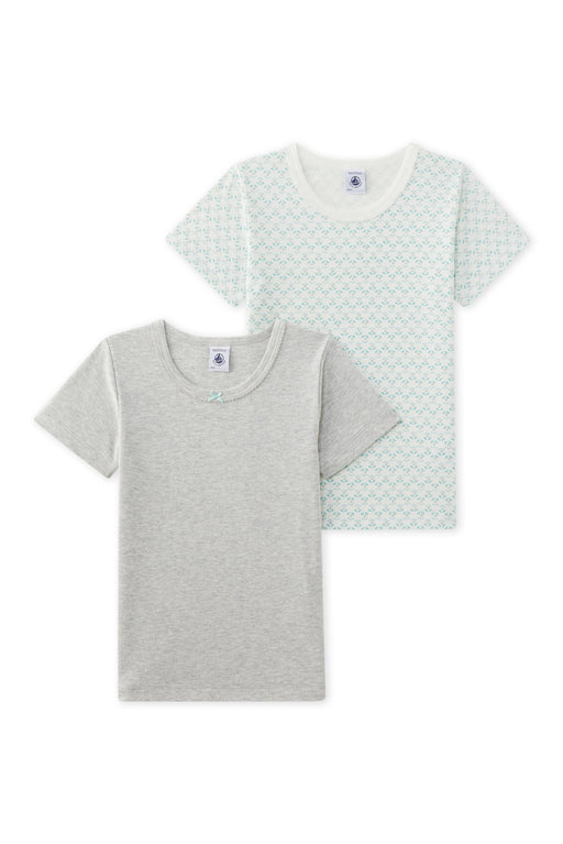 A Grey Short Sleeve T Shirts from Petit Bateau in size 12Y for girl. (Front View)