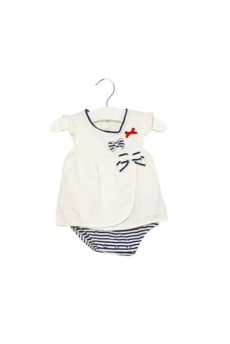 White Mayoral Short Sleeve Romper Dress 0-1M at Retykle