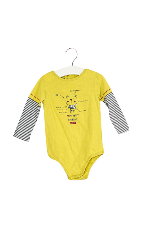 A Yellow Long Sleeve Bodysuits from La Compagnie des Petits in size 12-18M for boy. (Front View)
