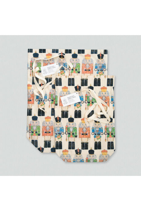 Multicolour Paper-Roses Reusable Gift Wrap Bag - Nutcracker Print L (40cm x 55cm) at Retykle