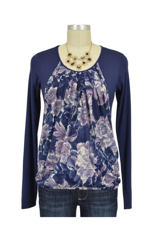 Navy Mothers en Vogue Maternity Long Sleeve Top S at Retykle