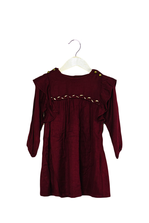 Burgundy Louis Louise Long Sleeve Dress 2T at Retykle