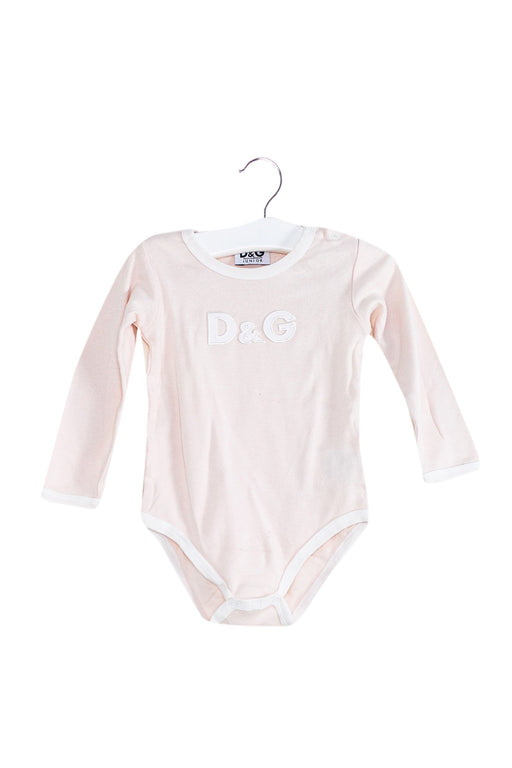 A Pink Long Sleeve Bodysuits from Dolce & Gabbana in size 6-12M for girl. (Front View)
