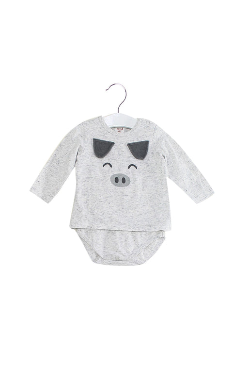 A Grey Long Sleeve Bodysuits from Seed in size 3-6M for boy. (Front View)