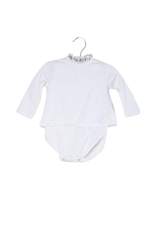 A White Long Sleeve Bodysuits from Knot in size 3-6M for girl. (Front View)