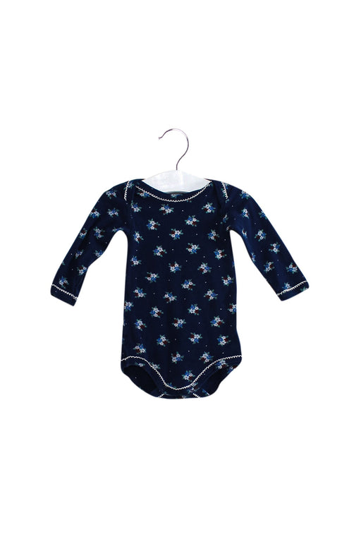 A Navy Long Sleeve Bodysuits from Petit Bateau in size 3-6M for girl. (Front View)