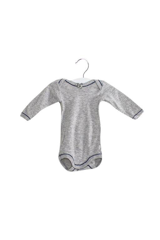 A Grey Long Sleeve Bodysuits from Petit Bateau in size 0-3M for girl. (Front View)