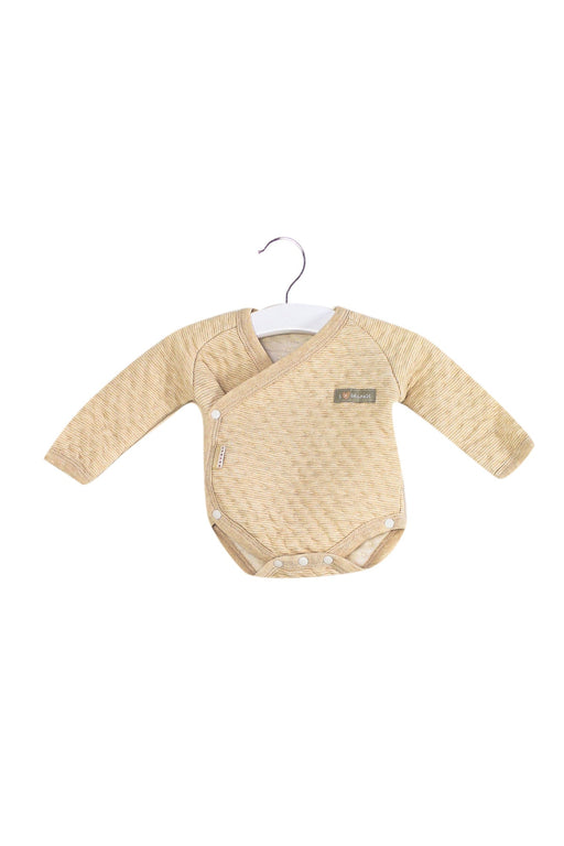 A Beige Long Sleeve Bodysuits from Natures Purest in size 0-3M for boy. (Front View)