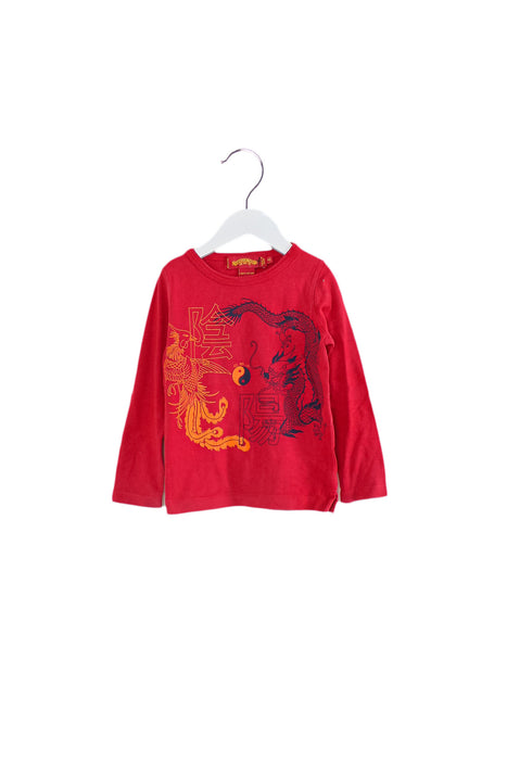 Red Shanghai Tang Long Sleeve Top 2T at Retykle