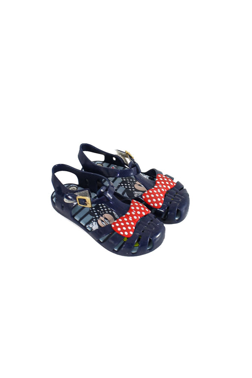 A Navy Sandals from Mini Melissa in size 3T for girl. (Front View)
