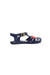 A Navy Sandals from Mini Melissa in size 3T for girl. (Back View)
