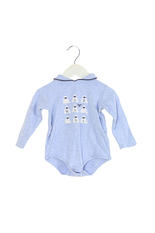 A Blue Long Sleeve Bodysuits from Armani in size 6-12M for boy. (Front View)