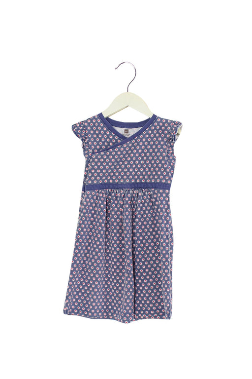 A Blue Sleeveless Dresses from Tea in size 5T for girl. (Front View)