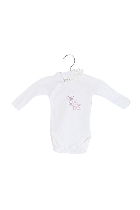 A White Long Sleeve Bodysuits from Petit Bateau in size 0-3M for girl. (Front View)