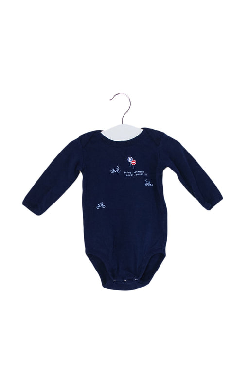 A Navy Long Sleeve Bodysuits from Bout'Chou in size 3-6M for boy. (Front View)