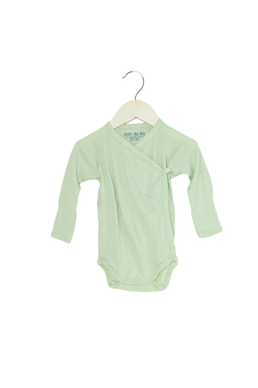 A Green Long Sleeve Bodysuits from Under the Nile in size 3-6M for neutral. (Front View)