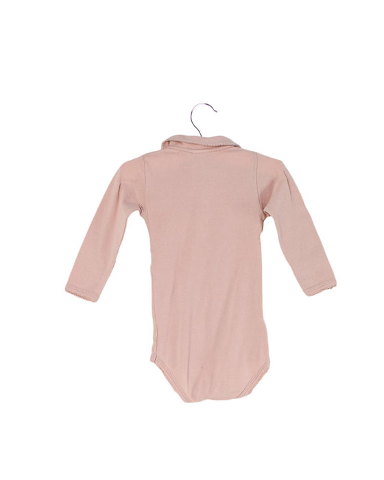 A Pink Long Sleeve Bodysuits from Petit Bateau in size 3-6M for girl. (Back View)