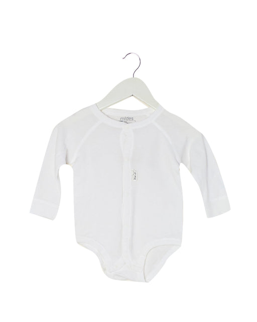 A White Long Sleeve Bodysuits from Mides in size 6-12M for boy. (Front View)