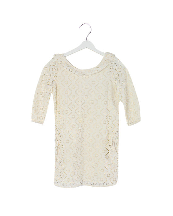 Beige Excuse My French Short Sleeve Dress 10Y at Retykle