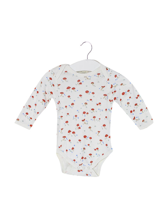 A White Long Sleeve Bodysuits from Nature Baby in size 3-6M for girl. (Front View)