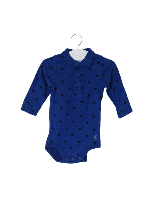 A Blue Long Sleeve Bodysuits from Petit Bateau in size 3-6M for boy. (Front View)
