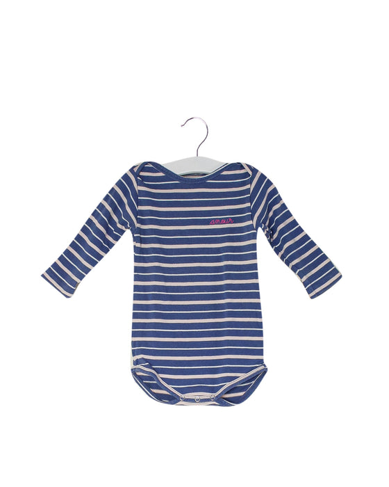A Blue Long Sleeve Bodysuits from Maison Labiche in size 12-18M for girl. (Front View)
