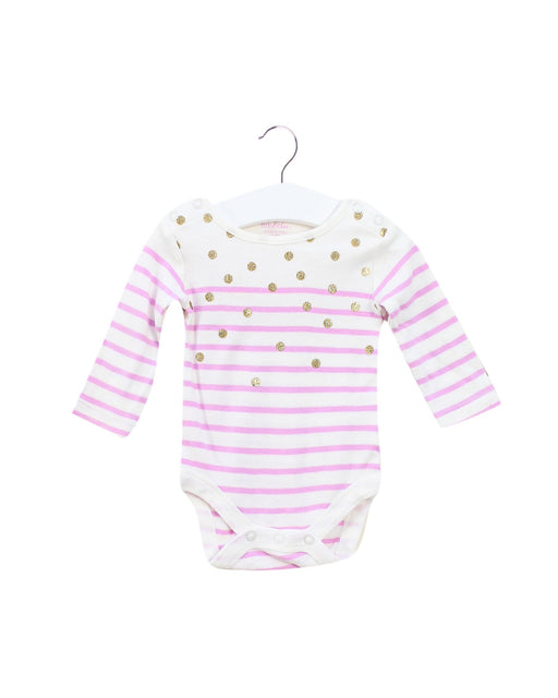 A Gold Long Sleeve Bodysuits from Baby Boden in size 0-3M for girl. (Front View)