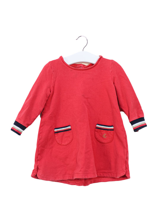 Red Petit Bateau Long Sleeve Dress 18M at Retykle