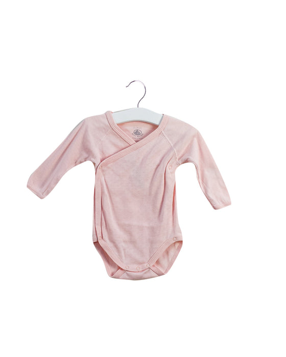 A Pink Long Sleeve Bodysuits from Petit Bateau in size 3-6M for girl. (Front View)