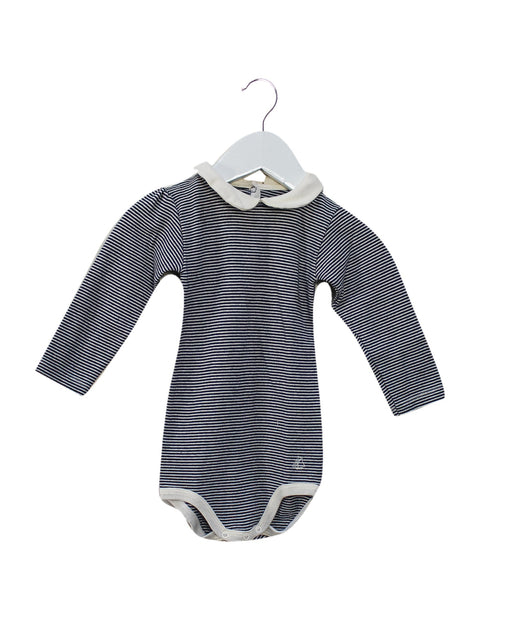 A Navy Long Sleeve Bodysuits from Petit Bateau in size 6-12M for boy. (Front View)