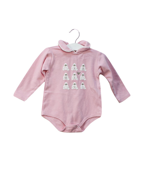 A Pink Long Sleeve Bodysuits from Armani in size 6-12M for girl. (Front View)