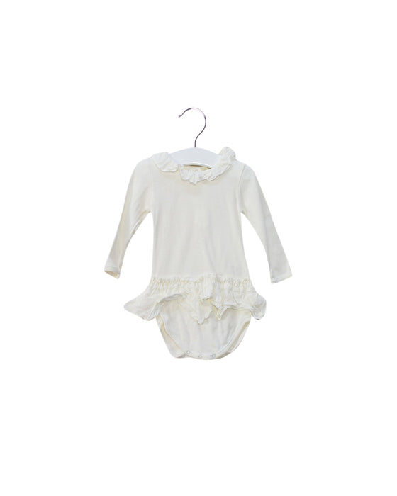 A White Long Sleeve Bodysuits from Benebene in size 6-12M for girl. (Front View)