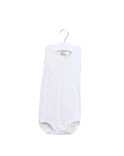 A White Sleeveless Bodysuits from Petit Bateau in size 3-6M for neutral. (Front View)