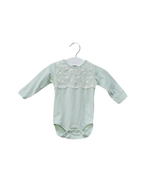 A Green Long Sleeve Bodysuits from Newbie in size 0-3M for girl. (Front View)