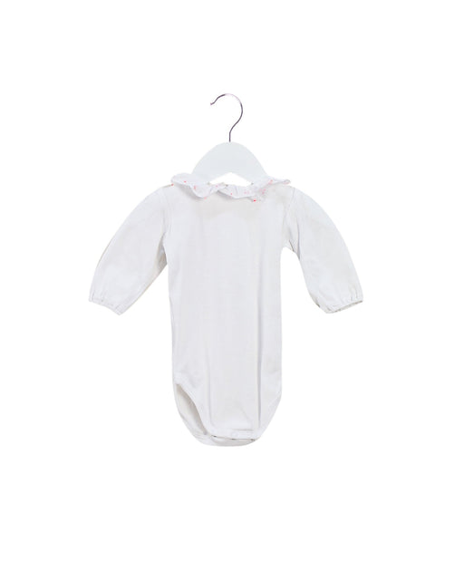 A White Long Sleeve Bodysuits from Bout'Chou in size 0-3M for girl. (Front View)