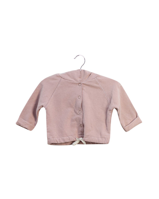 A Pink Buttoned Sweatshirts from Gray Label in size 0-3M for girl. (Front View)