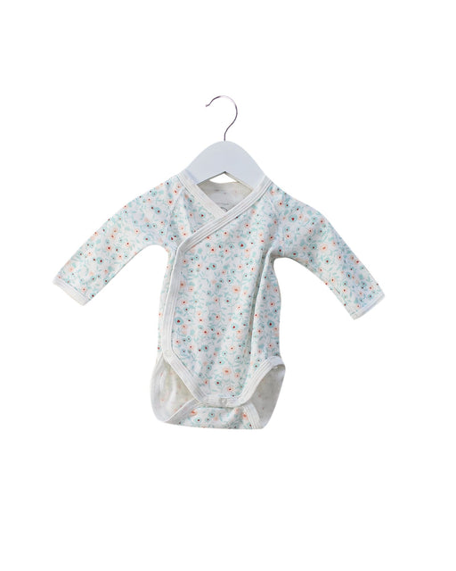 A Green Long Sleeve Bodysuits from Petit Bateau in size 0-3M for girl. (Front View)
