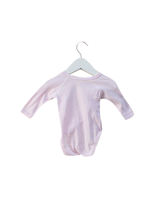 A Pink Long Sleeve Bodysuits from Petit Bateau in size 0-3M for girl. (Back View)