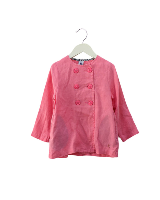 A Pink Lightweight Jackets from Petit Bateau in size 4T for girl. (Front View)
