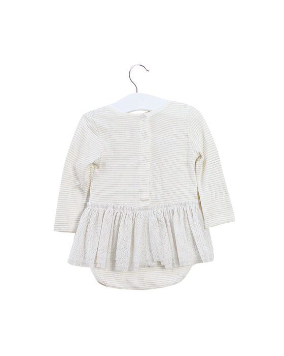 A Ivory Long Sleeve Bodysuits from Petit Bateau in size 6-12M for girl. (Back View)