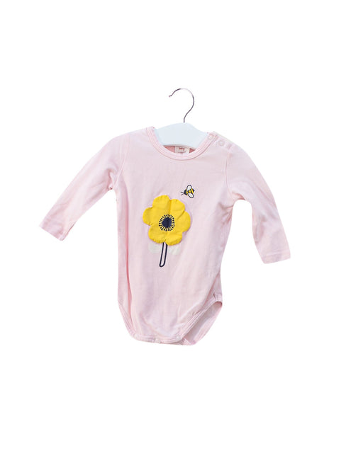 A Pink Long Sleeve Bodysuits from Seed in size 0-3M for girl. (Front View)