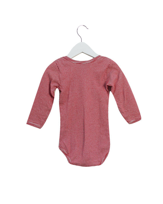 A Red Long Sleeve Bodysuits from Petit Bateau in size 12-18M for girl. (Back View)