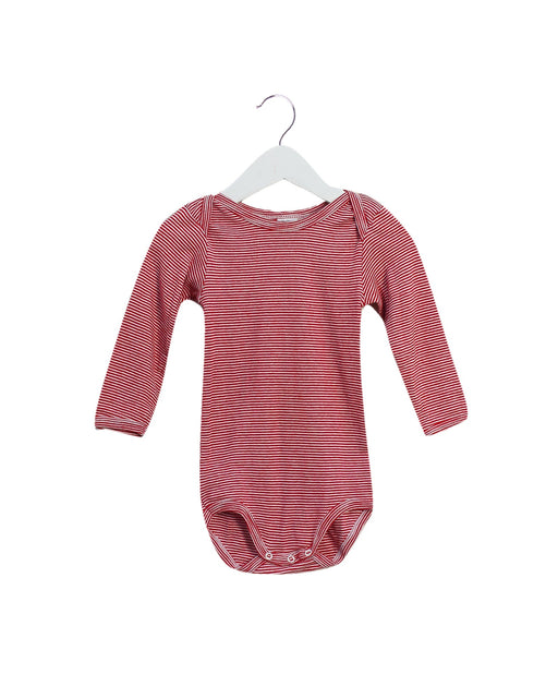 A Red Long Sleeve Bodysuits from Petit Bateau in size 12-18M for girl. (Front View)