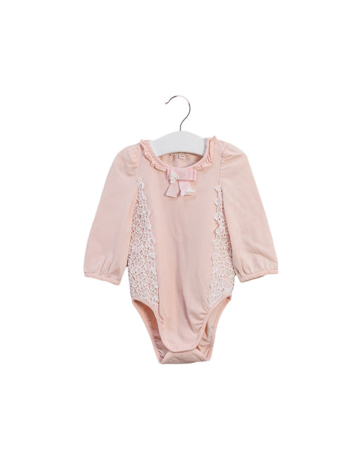 A Pink Long Sleeve Bodysuits from Nicholas & Bears in size 6-12M for girl. (Front View)