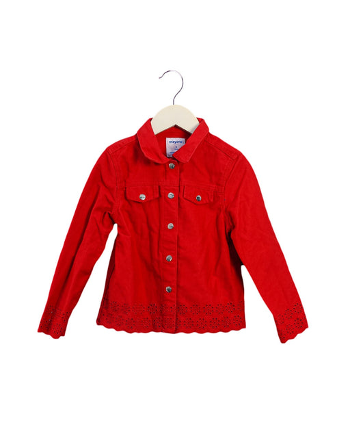 A Red Lightweight Jackets from Mayoral in size 5T for girl. (Front View)