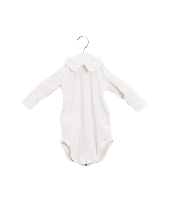 A White Long Sleeve Bodysuits from Bonton in size 0-3M for boy. (Front View)